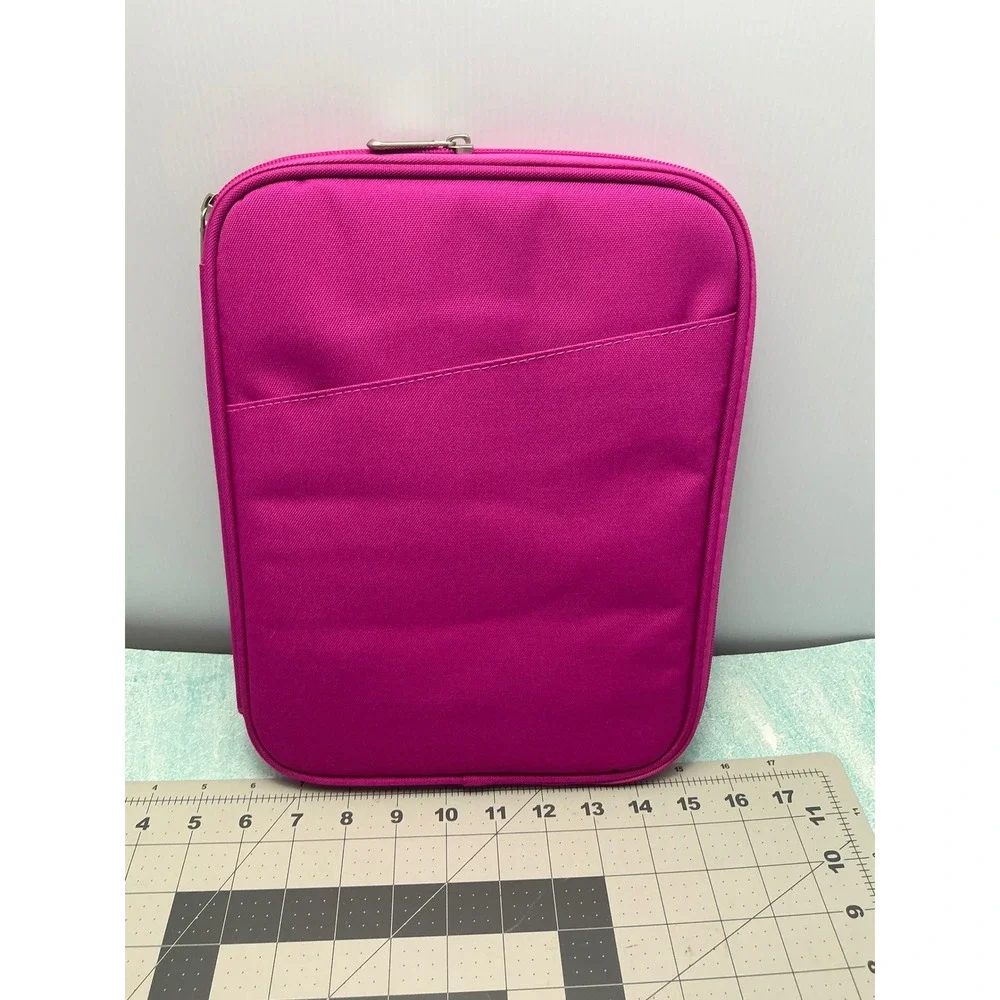 Pink Canvas Tablet Sleeve Organizer Case Universal 11 Inch Padded Zip Folio 001